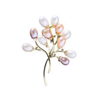 Freshwater Pearl Brooch Brass with Freshwater Pearl micro pave cubic zirconia & for woman nickel lead & cadmium free Sold By PC