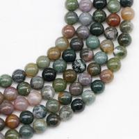 Naturliga indiska agat pärlor, Indian Agate, Rund, polerad, DIY, blandade färger, Såld Per 38 cm Strand
