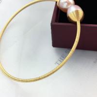 Freshwater Kulturperler Pearl Bracelet, Ferskvandsperle, med messingtråd, for kvinde, gylden, 58x2mm, Solgt af PC