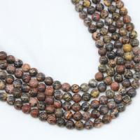 Pedra de pele de leopardo, Roda, polido, DIY, cores misturadas, vendido para 38 cm Strand