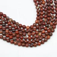 Perline in diaspro brecciato, diaspro brecciati, Cerchio, lucido, DIY, rosso, Venduto per 38 cm filo