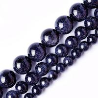 Natural Blue Goldstone Beads Round polished DIY blue Sold Per 36 cm Strand