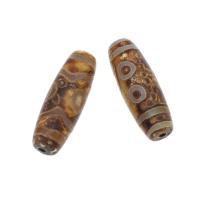 Ágata natural tibetano Dzi Beads, Ágata tibetana, Coluna, DIY, amarelo, 40x13x13mm, Buraco:Aprox 3mm, vendido por PC