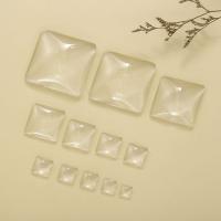 Cabochões de cristal, Quadrado, polido, Para a gema de tempo cabochon, transparente branco, vendido por PC