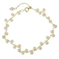 Biżuteria złota wypełnione, Perła naturalna słodkowodna, ze -Strzykawce, ze 1.5 lnch przedłużeniami łańcuszka, 14K wypełnione złotem, dla kobiety, biały, 4mm, długość około 6.5 cal, sprzedane przez PC