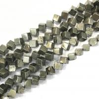Golden Pyrite Beads, Rhombus, poleret, du kan DIY, grøn, Solgt Per 38 cm Strand