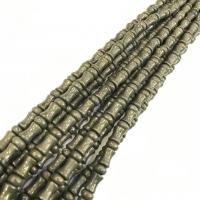 Goldene Pyrit Perlen, Zylinder, poliert, DIY, grün, 5x8mmuff0c8x11mm, 48PCs/Strang, verkauft per 38 cm Strang