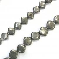 Pyrite dorée perles, Losange, poli, DIY, vert, Vendu par 38 cm brin