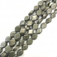 Golden Pyrite Beads, Oval, poleret, du kan DIY, grøn, Solgt Per 38 cm Strand