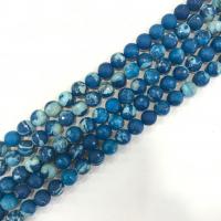 Prirodni Crazy ahat perle, Crazy Agate, Krug, uglađen, možete DIY & faceted, plav, 12mm, 33računala/Strand, Prodano Per 38 cm Strand