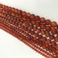 Abalorios de Ágata Roja, Esférico, Bricolaje, Rojo, Vendido para 38 cm Sarta