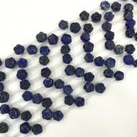 Lapis Lazuli Beads, Rose, Gesneden, DIY, blauw, 12mm, 15pC's/Strand, Per verkocht 38 cm Strand