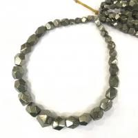Golden Pyrite Beads, Nuggets, poleret, du kan DIY & facetteret, grøn, 8-18mm, Ca. 31pc'er/Strand, Solgt Per 38 cm Strand