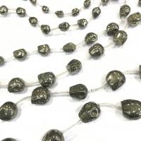 Goldene Pyrit Perlen, Schädel, geschnitzt, DIY, grün, verkauft per 38 cm Strang