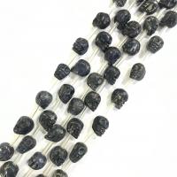 Blauer Pyrit Perle, Schädel, geschnitzt, DIY, gemischte Farben, verkauft per 38 cm Strang