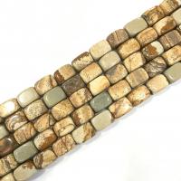 Natural Picture Jasper Beads Square polished DIY sienna Approx Sold Per 38 cm Strand