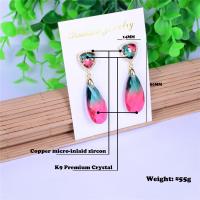 Crystal Earrings with Zinc Alloy Teardrop gold color plated micro pave cubic zirconia & for woman Sold By Pair