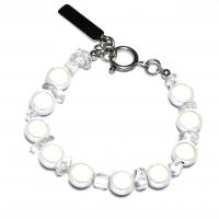 Pulseras de Perlas Freshwater, Partículas de acero, con perla, para mujer, Blanco, longitud 18 cm, Vendido por UD