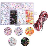 Alphabet Acrylic Beads Square DIY & enamel multi-colored Sold By Box