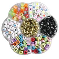 Grânulos acrílicos de alfabeto, acrilico, Flor, DIY, multi colorido, 5mm, vendido por box