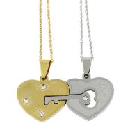 Titanium Steel Pendants Heart polished Unisex & for couple & with rhinestone mixed colors Sold By PC