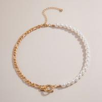 Collar de perlas de plástico, aleación de zinc, con Perlas plásticas, con 2.7 lnch extender cadena, chapado, para mujer, más colores para la opción, longitud aproximado 14.9 Inch, Vendido por UD