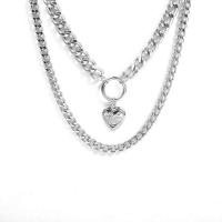 Fashion Locket Necklace Zinc Alloy with 4.33 lnch extender chain plated Double Layer & for woman 34cm 22.5cm Length Approx 17.72 Inch Sold By PC