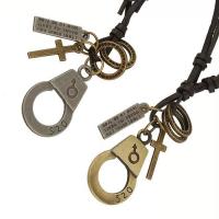PU Leather Cord Necklace Zinc Alloy with PU Leather Adjustable & Unisex nickel lead & cadmium free 20-40cm Sold By PC