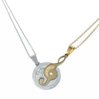 Titanium Steel Pendants Round polished Unisex & for couple & with rhinestone mixed colors Sold By PC