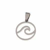 Titanium Steel Pendants Round polished Unisex silver color Sold By PC