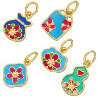 Brass Jewelry Pendants gold color plated & enamel Sold By PC