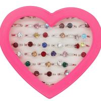 Pierścień palca rhinestone, Stop cynku, dla kobiety & z kamieniem, mieszane kolory, 21x19x5mm, 36komputery/Box, sprzedane przez Box