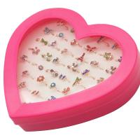 Zinklegering ringen, Zinc Alloy, voor vrouw & met strass, gemengde kleuren, 21x19x15mm, 36pC's/box, Verkocht door box