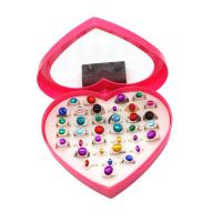 Zinklegering ringen, Zinc Alloy, met Hars, voor vrouw, gemengde kleuren, 21x19x15mm, 36pC's/box, Verkocht door box
