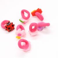 Acrylic Elastic Band with Plush Animal for woman mixed colors Sold By Bag