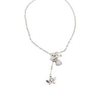 Titanstahl Halskette, mit Messing, Engel, Flügel,, Platinfarbe platiniert, Oval-Kette & für Frau, 40mm, Länge ca. 17.7 ZollInch, verkauft von PC