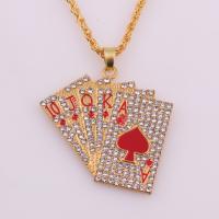 Zinc Alloy Sweater Chain Necklace Poker plated enamel & with rhinestone Sold By Lot