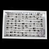 Anillo de Aleación de Zinc, para mujer & con diamantes de imitación, plateado, 20x20x3mm, 100PCs/Caja, Vendido por Caja