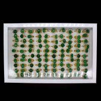 Agaat Finger Ring, Zinc Alloy, met Groene Agaat, Verstelbare & uniseks, gemengde kleuren, 200x200x30mm, 100pC's/box, Verkocht door box