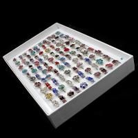 Anillo de Aleación de Zinc, para mujer & con diamantes de imitación, multicolor, 200x200x30mm, 100PCs/Caja, Vendido por Caja