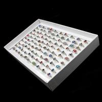 Anillo de Aleación de Zinc, para mujer & con diamantes de imitación, multicolor, 200x200x30mm, 100PCs/Caja, Vendido por Caja