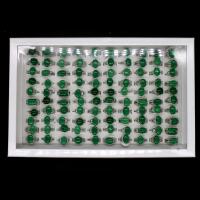 العقيق البنصر, سبائك الزنك, مع العقيق الأخضر, تعديل & للجنسين, الألوان المختلطة, 20x20x3mm, 100أجهزة الكمبيوتر/مربع, تباع بواسطة مربع