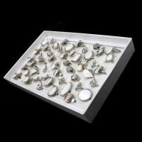 Anillos de Nácar, aleación de zinc, con Nácar Blanca, unisexo, color mixto, 20x200x30mm, 50PCs/Caja, Vendido por Caja
