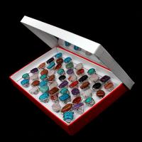Anillos de Gemas, aleación de zinc, con Piedra natural, unisexo, color mixto, 200x200x30mm, 50PCs/Caja, Vendido por Caja