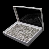 Strass Fingerring, Zink Alloy, för kvinna & med strass, silver, 200x200x30mm, 100PC/Box, Säljs av Box