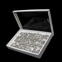 Pierścień palca rhinestone, Stop cynku, dla kobiety & z kamieniem, srebro, 200x200x30mm, 100komputery/Box, sprzedane przez Box