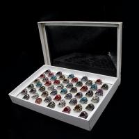 Pierścień palca rhinestone, Stop cynku, dla kobiety & z kamieniem, mieszane kolory, 20x20x3mm, 50komputery/Box, sprzedane przez Box