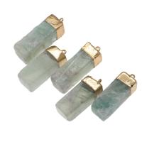 Natural Aventurine Pendants Brass with Green Aventurine Rectangle green Sold By PC