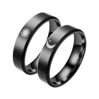 Stainless Steel Finger Ring plated fashion jewelry & Unisex  black 6mm Sold By PC
