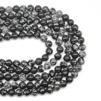 Snowflake Obsidian χάντρες, Γύρος, DIY & διαφορετικό μέγεθος για την επιλογή, μικτά χρώματα, Sold Per 38 cm Strand